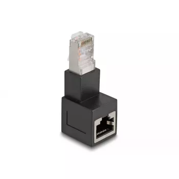 DeLOCK RJ45-Stecker auf RJ45-Buchse Adapter Kat.6A 90° abwärts abgewinkelt