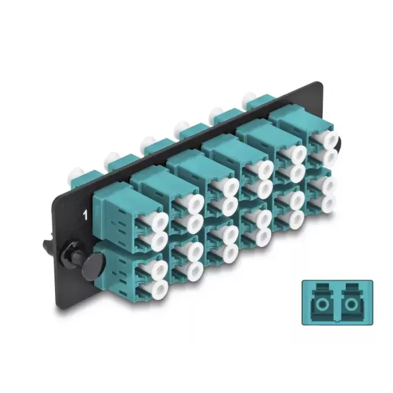 DeLOCK Glasfaser-Adapterpanel LC Duplex OM4 12 Port Aqua