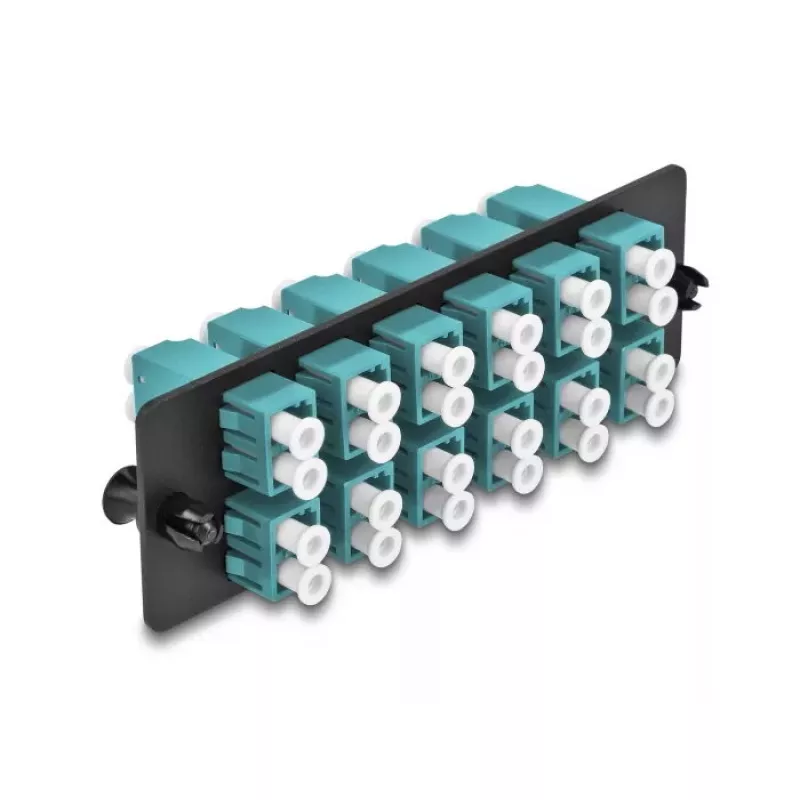 DeLOCK Glasfaser-Adapterpanel LC Duplex OM4 12 Port Aqua