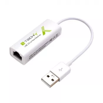 Techly USB2.0 zu Fast Ethernet 10/100 Mbit/s Konverter, Kabelgebunden, USB, Ethernet, 100 Mbit/s, Weiß
