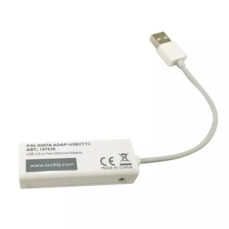 Techly USB2.0 zu Fast Ethernet 10/100 Mbit/s Konverter, Kabelgebunden, USB, Ethernet, 100 Mbit/s, Weiß