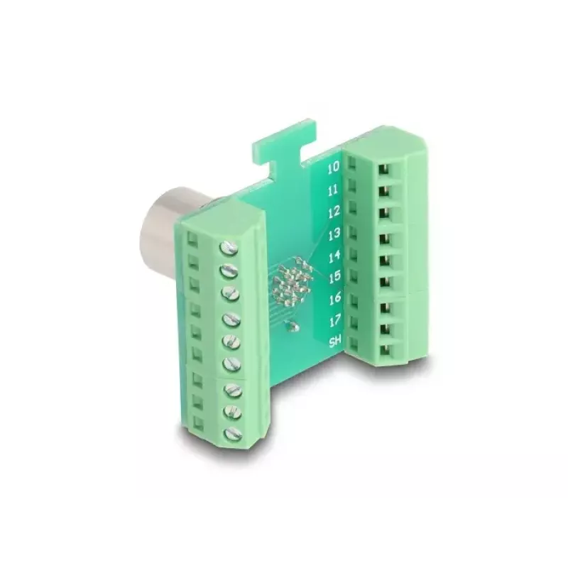 DeLOCK M12 Transfermodul-Adapter, 17-polig, A-codiert, Buchse auf 18-polige Anschlussklemme
