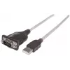 Manhattan USB-A auf Seriell Konverterkabel, 45 cm, Stecker auf Stecker, Seriell/RS232/COM/DB9, Prolific PL-2303HXD Chipsatz, schwarz/silbernes Kabel, drei Jahre Garantie