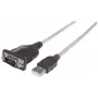 Manhattan USB-A auf Seriell Konverterkabel, 45 cm, Stecker auf Stecker, Seriell/RS232/COM/DB9, Prolific PL-2303HXD Chipsatz, schwarz/silbernes Kabel, drei Jahre Garantie
