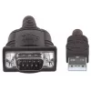 Manhattan USB-A auf Seriell Konverterkabel, 45 cm, Stecker auf Stecker, Seriell/RS232/COM/DB9, Prolific PL-2303HXD Chipsatz, schwarz/silbernes Kabel, drei Jahre Garantie
