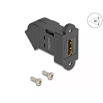 DeLOCK HDMI-Paneleinsatz Buchse auf Buchse 45° abgewinkelt 8K 60 Hz schwarz