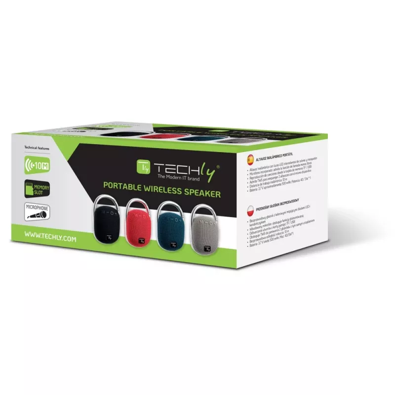 Techly ICASBL321GR tragbarer/Party-Lautsprecher Mono tragbarer Lautsprecher Grau 5 W