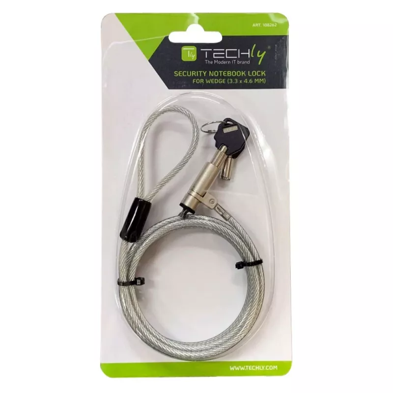 Techly Wedge-Lock Sicherheitssystem Schloss für Notebook-Kabel 1,8 m