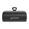 Manhattan Powerbank mit integriertem USB-C-Stecker, 5000 mAh, bis zu 20 W Ausgangsleistung, Kickstand zur Verwendung als Ladehandyhalter, Schwarz, ein Jahr Garantie