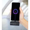 Manhattan Powerbank mit integriertem USB-C-Stecker, 5000 mAh, bis zu 20 W Ausgangsleistung, Kickstand zur Verwendung als Ladehandyhalter, Schwarz, ein Jahr Garantie