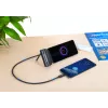 Manhattan Powerbank mit integriertem USB-C-Stecker, 5000 mAh, bis zu 20 W Ausgangsleistung, Kickstand zur Verwendung als Ladehandyhalter, Schwarz, ein Jahr Garantie