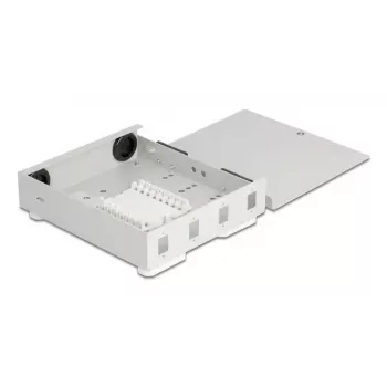 DELOCK Glasfaser-Wandgehäuse 4× SC Simplex oder LC Duplex Adapter, Metallgehäuse, grau
