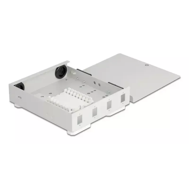 DELOCK Glasfaser-Wandgehäuse 4× SC Simplex oder LC Duplex Adapter, Metallgehäuse, grau