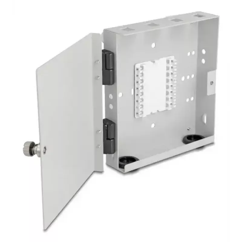 DELOCK Glasfaser-Wandgehäuse 4× SC Simplex oder LC Duplex Adapter, Metallgehäuse, grau