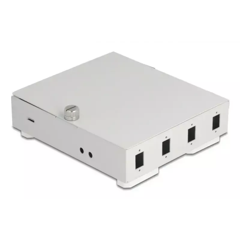 DELOCK Glasfaser-Wandgehäuse 4× SC Simplex oder LC Duplex Adapter, Metallgehäuse, grau