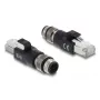 Adapter M12 D-kodiert 4-polig (Stecker) auf RJ45-Stecker, DELOCK 90831, vergoldete Kontakte, Schwarz