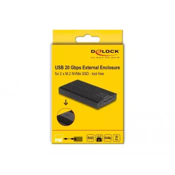 SSD-Gehäuse DeLOCK 42022 Externes Gehäuse USB 20 Gbps für 2 x M.2 NVMe PCIe SSD