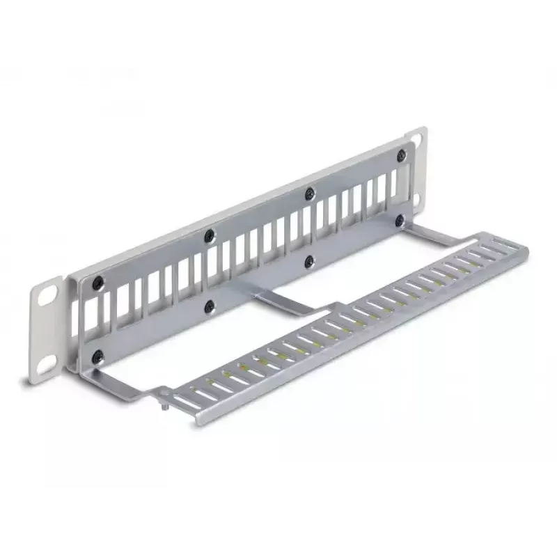 DeLOCK 10 Zoll Keystone Patch Panel 12 Port mit Zugentlastung 1U grau
