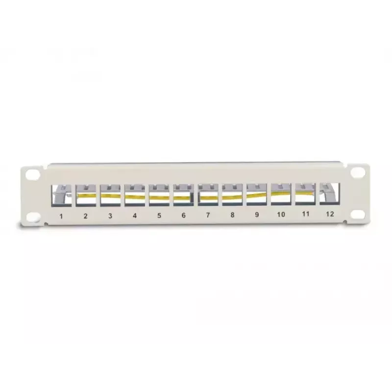 DeLOCK 10 Zoll Keystone Patch Panel 12 Port mit Zugentlastung 1U grau