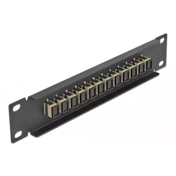 Glasfaser-Patchpanel DeLOCK 10 Zoll 12 Port SC Simplex Beige 1U Schwarz