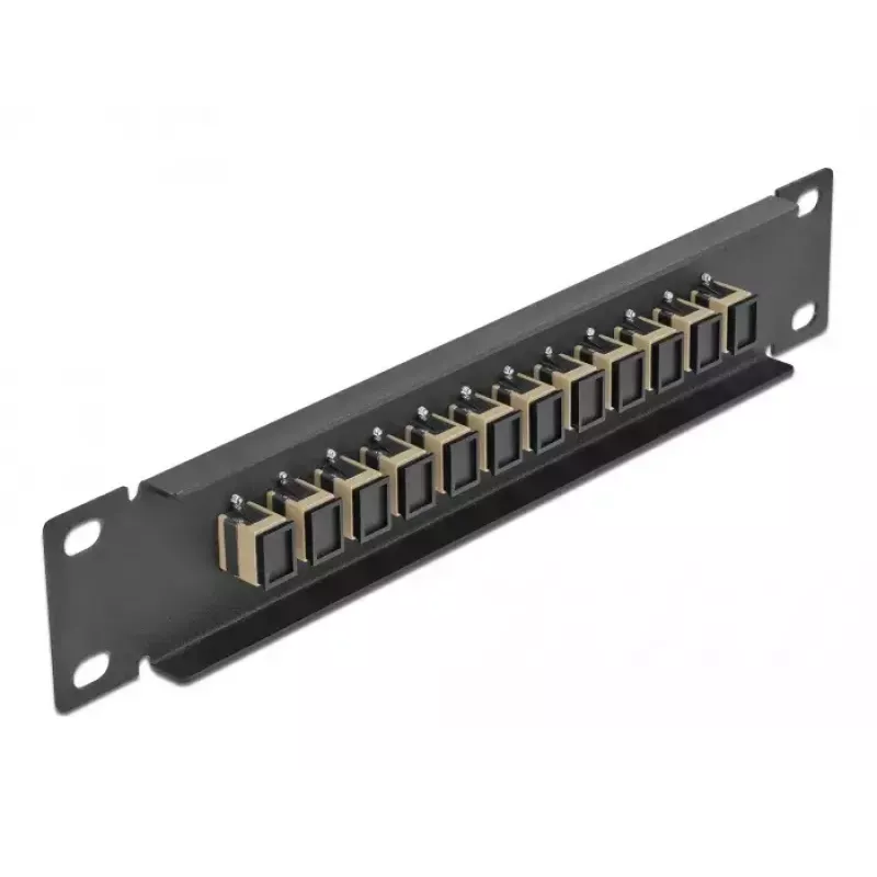 Glasfaser-Patchpanel DeLOCK 10 Zoll 12 Port SC Simplex Beige 1U Schwarz