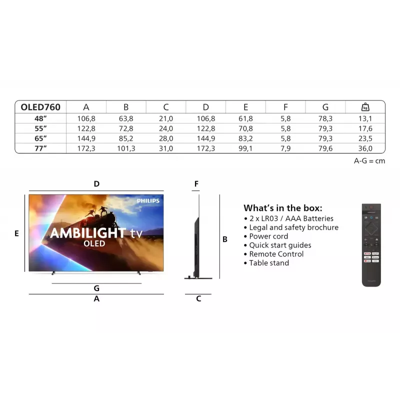 Fernseher Philips 77OLED760/12 77 Zoll 4K Ultra HD OLED 3840 x 2160