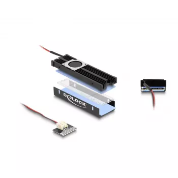 Heatsink DeLOCK Kühlkörper mit Lüfter für M.2 SSD 2280 schwarz Aluminium