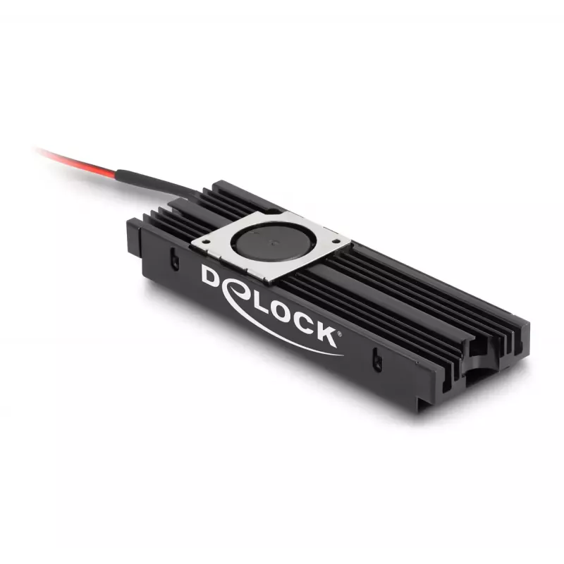 Heatsink DeLOCK Kühlkörper mit Lüfter für M.2 SSD 2280 schwarz Aluminium
