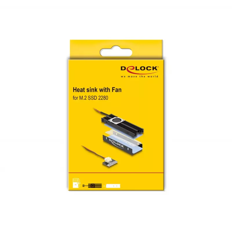 Heatsink DeLOCK Kühlkörper mit Lüfter für M.2 SSD 2280 schwarz Aluminium