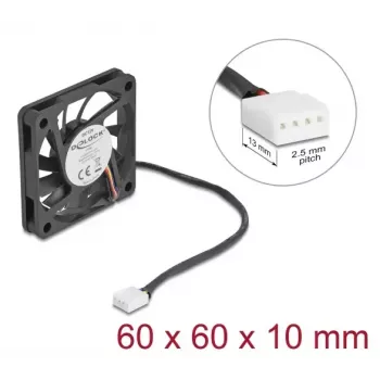 DELOCK Computer Case Fan 6 cm (60x60x10 mm), 12 V, Kugellager, Schwarz, Modell 67294