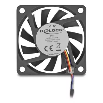 DELOCK Computer Case Fan 6 cm (60x60x10 mm), 12 V, Kugellager, Schwarz, Modell 67294