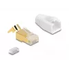 DeLOCK Netzwerkkabel RJ45 Modularstecker 25 Stück Set Kat.7 Gold Weiß