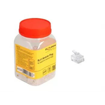DeLOCK RJ11 Modularstecker 100 Stück Transparent Polycarbonat