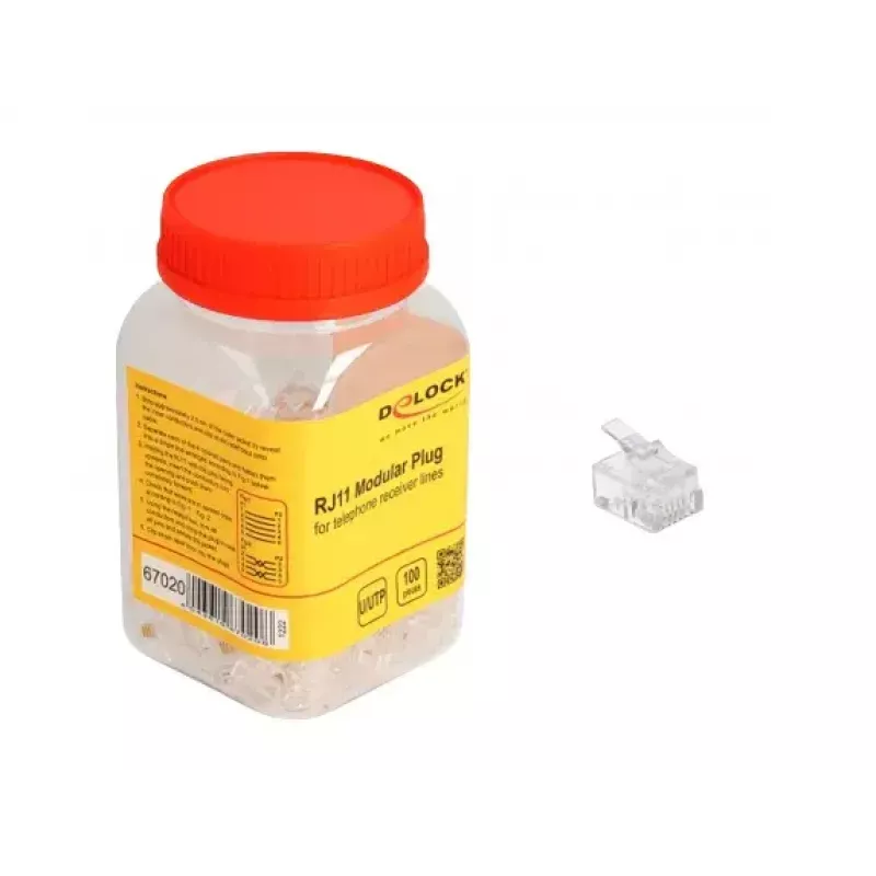 DeLOCK RJ11 Modularstecker 100 Stück Transparent Polycarbonat