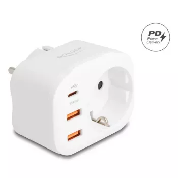 DeLOCK 11498 Netzstecker-Adapter Typ E/F Hybrid Typ F Weiß