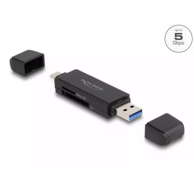 Card Reader DeLOCK 91004 USB 3.2 Gen 1 Type-A Type-C Schwarz