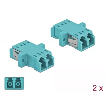 Glasfaser-Adapter DELOCK LC Buchse–Buchse OM3 Duplex (2er-Pack)
