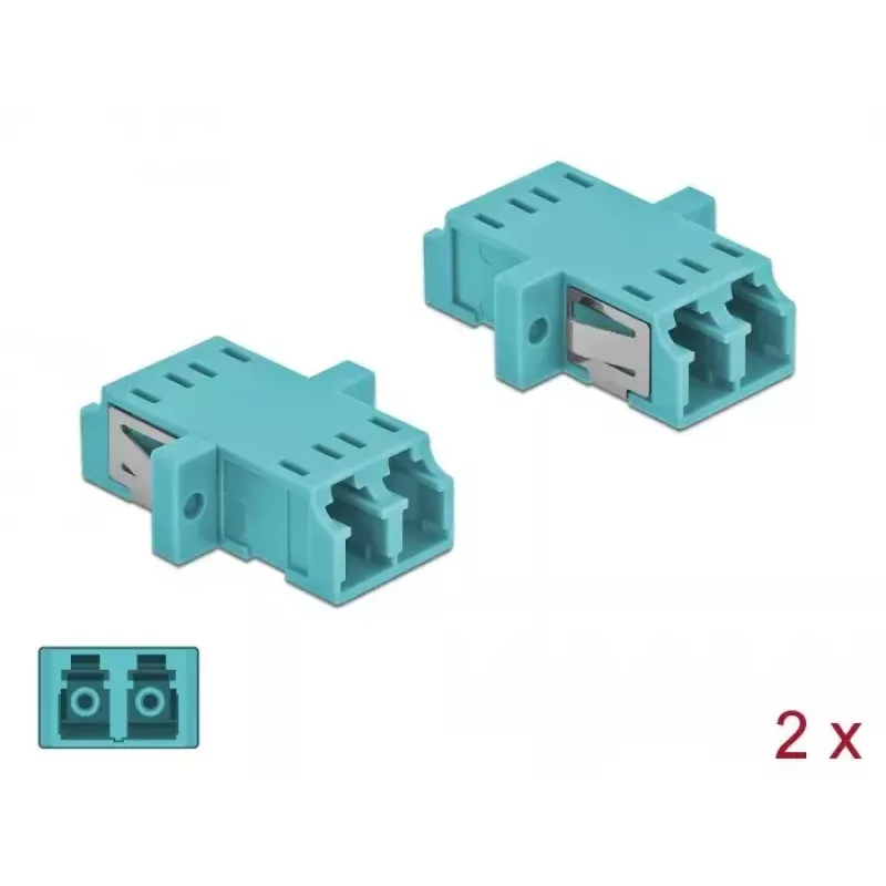 Glasfaser-Adapter DELOCK LC Buchse–Buchse OM3 Duplex (2er-Pack)