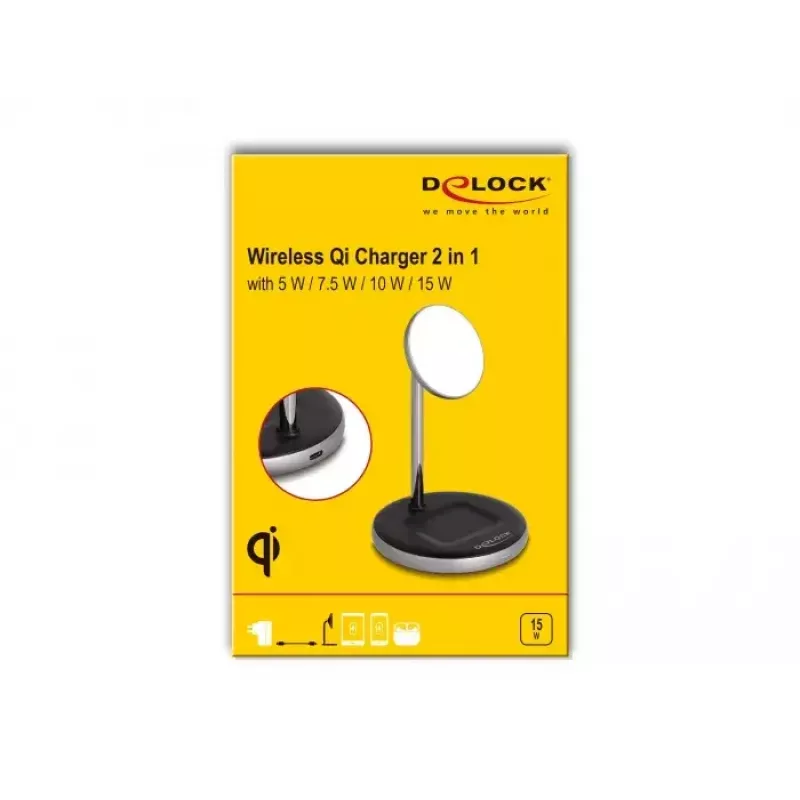 Kabelloses Ladegerät DeLOCK 66468 2 in 1 5 W 7,5 W 10 W 15 W