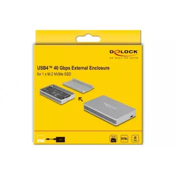 SSD-Gehäuse DeLOCK 42018 Silber M.2 40 Gbit/s USB Type-C
