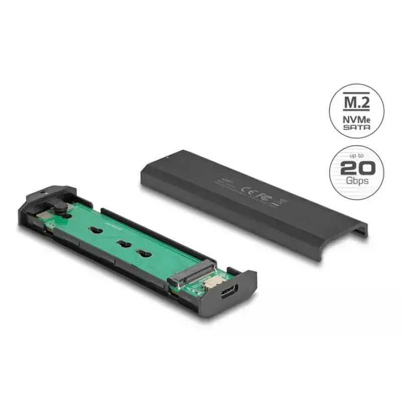 SSD-Gehäuse DeLOCK 42031 Schwarz M.2 PCIe SATA 20 Gbit/s