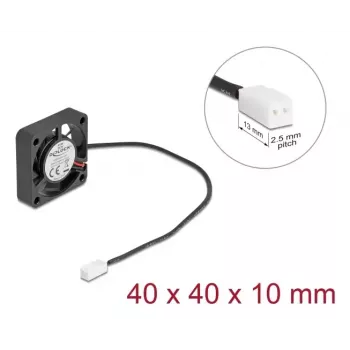 DELOCK Computergehäuselüfter 4 cm (40 x 40 x 10 mm), Kugellager, 0,18 m³/h, 5 V DC, schwarz