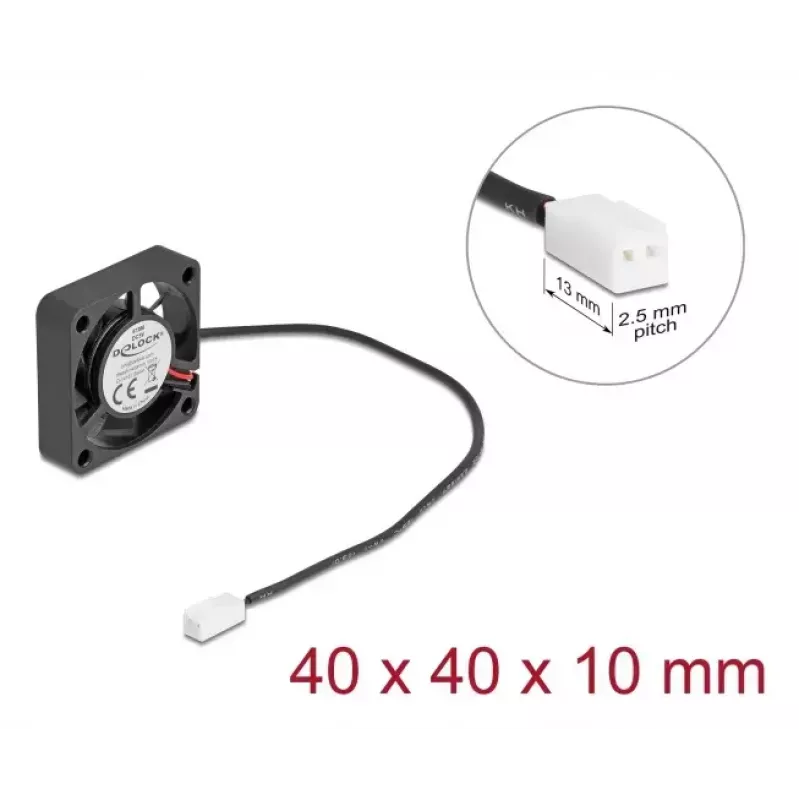 DELOCK Computergehäuselüfter 4 cm (40 x 40 x 10 mm), Kugellager, 0,18 m³/h, 5 V DC, schwarz