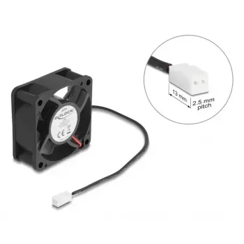 DELOCK 67289 Computergehäuselüfter 6 cm, Kugellager, 0,71 m³/h, 5 V DC, Schwarz
