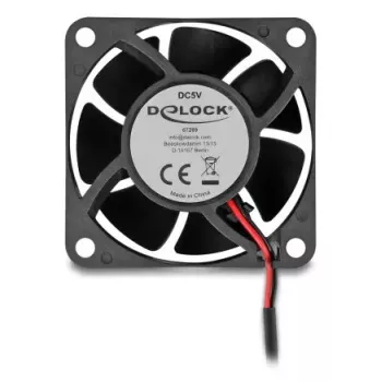 DELOCK 67289 Computergehäuselüfter 6 cm, Kugellager, 0,71 m³/h, 5 V DC, Schwarz