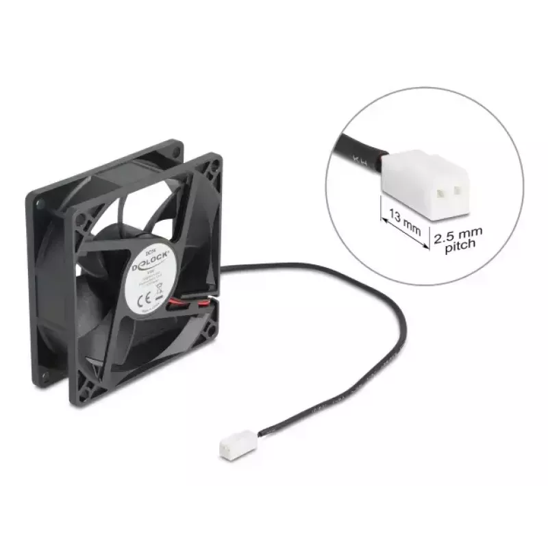 DELOCK Computer-Gehäuselüfter 8 cm (80 x 80 x 25 mm), Kugellager, 5 V DC, Schwarz