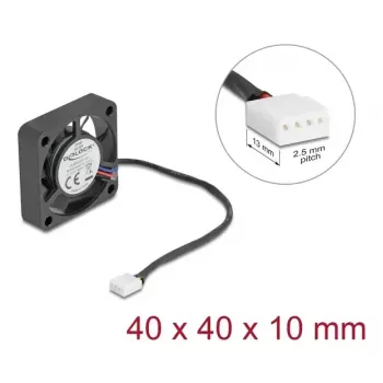 Lüfter DELOCK 67293 4 cm (40×40×10 mm) 0,18 m³/h Kugellager 12 V Schwarz