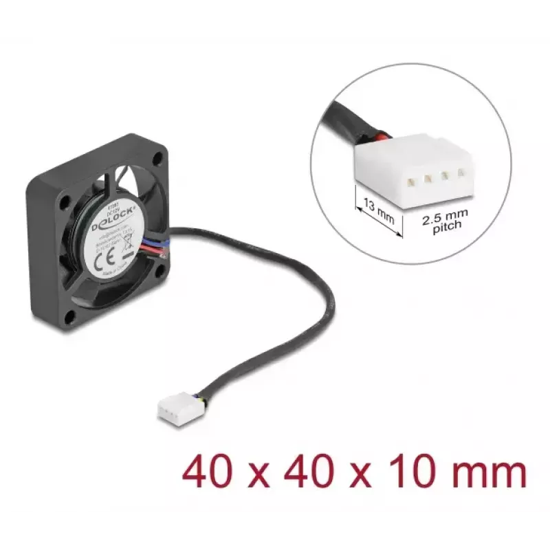 Lüfter DELOCK 67293 4 cm (40×40×10 mm) 0,18 m³/h Kugellager 12 V Schwarz