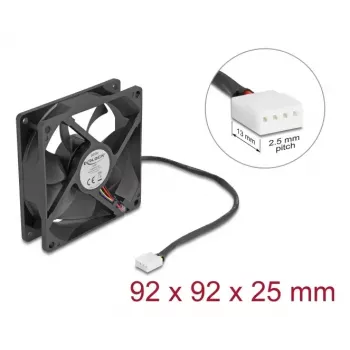 Computergehäuselüfter DELOCK 67297 92 mm, Kugellager, Luftstrom 1,21 m³/h, schwarz