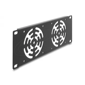 Abdeckplatte DELOCK 67432 mit 2 eingebauten 80×80 mm Lüftern, Metallgehäuse, dunkelgrau
